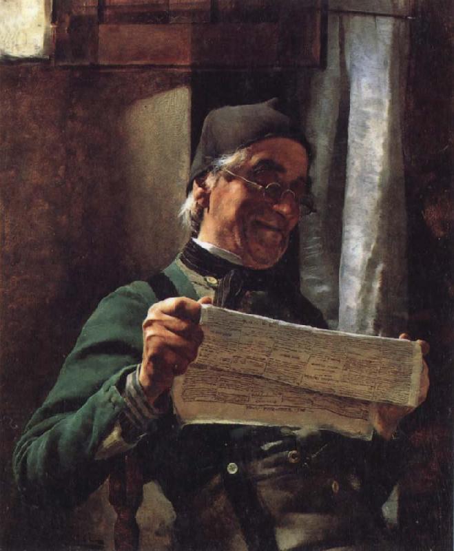 Tito Lessi Reading the Newpaper France oil painting art